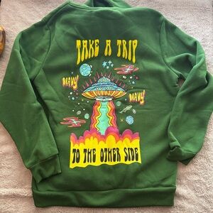 Riot Empire | Take a Trip Green Graphic Hoodie | Size Medium